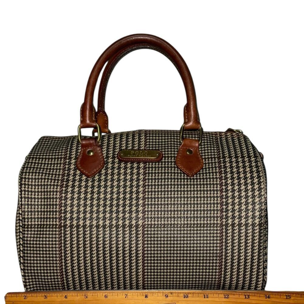 Polo Ralph Lauren Vintage Boston Duffel Top Handle Houndstooth Travel Bag - Picture 14 of 16